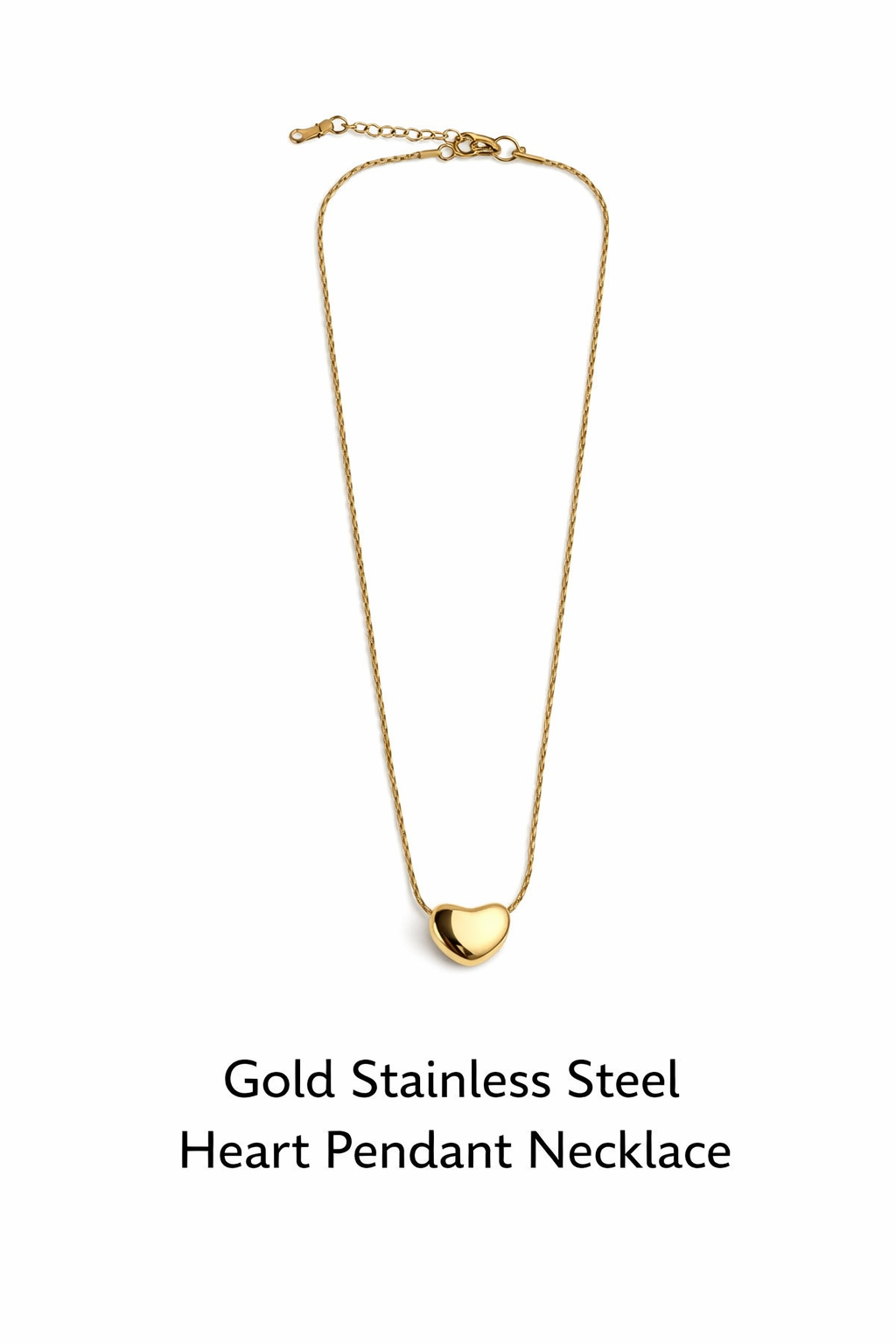 Gold Stainless Steel Heart Pendant Necklace (AK9175_2)