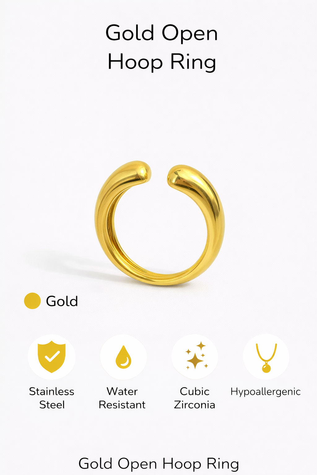 Gold Open Hoop Ring (AK9180_2)