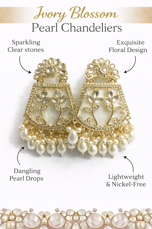 Ivory Blossom Pearl Chandelier Earrings (LN91125)