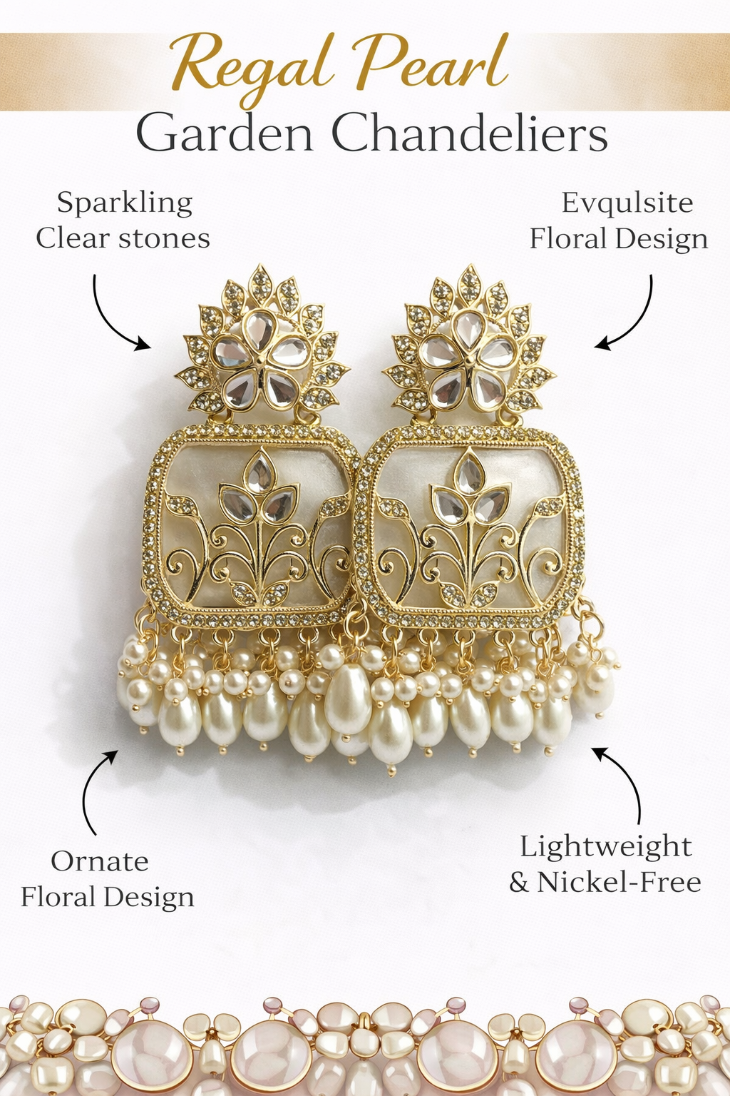 Regal Pearl Garden Chandelier Earrings (LN91125)