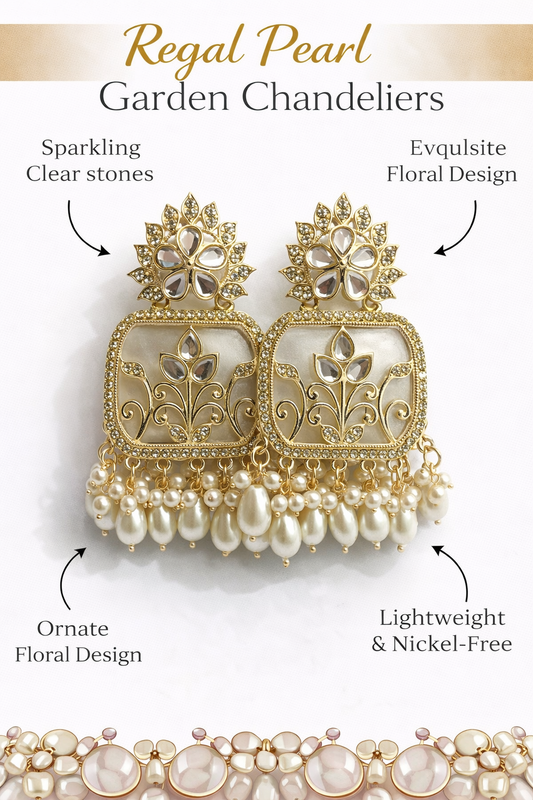 Regal Pearl Garden Chandelier Earrings (LN91125)