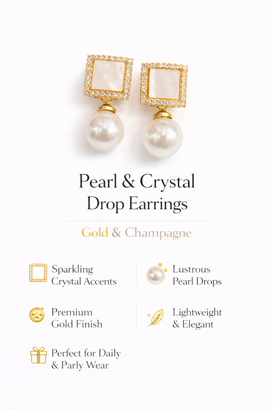 Pearl & Crystal Drop Earrings (SF91300)