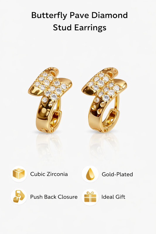 Gold-Plated Butterfly Pavé Stud Earrings (SF91144_2)
