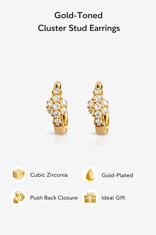 Gold-Plated Cluster Hoop Stud Earrings (SF91144_2)