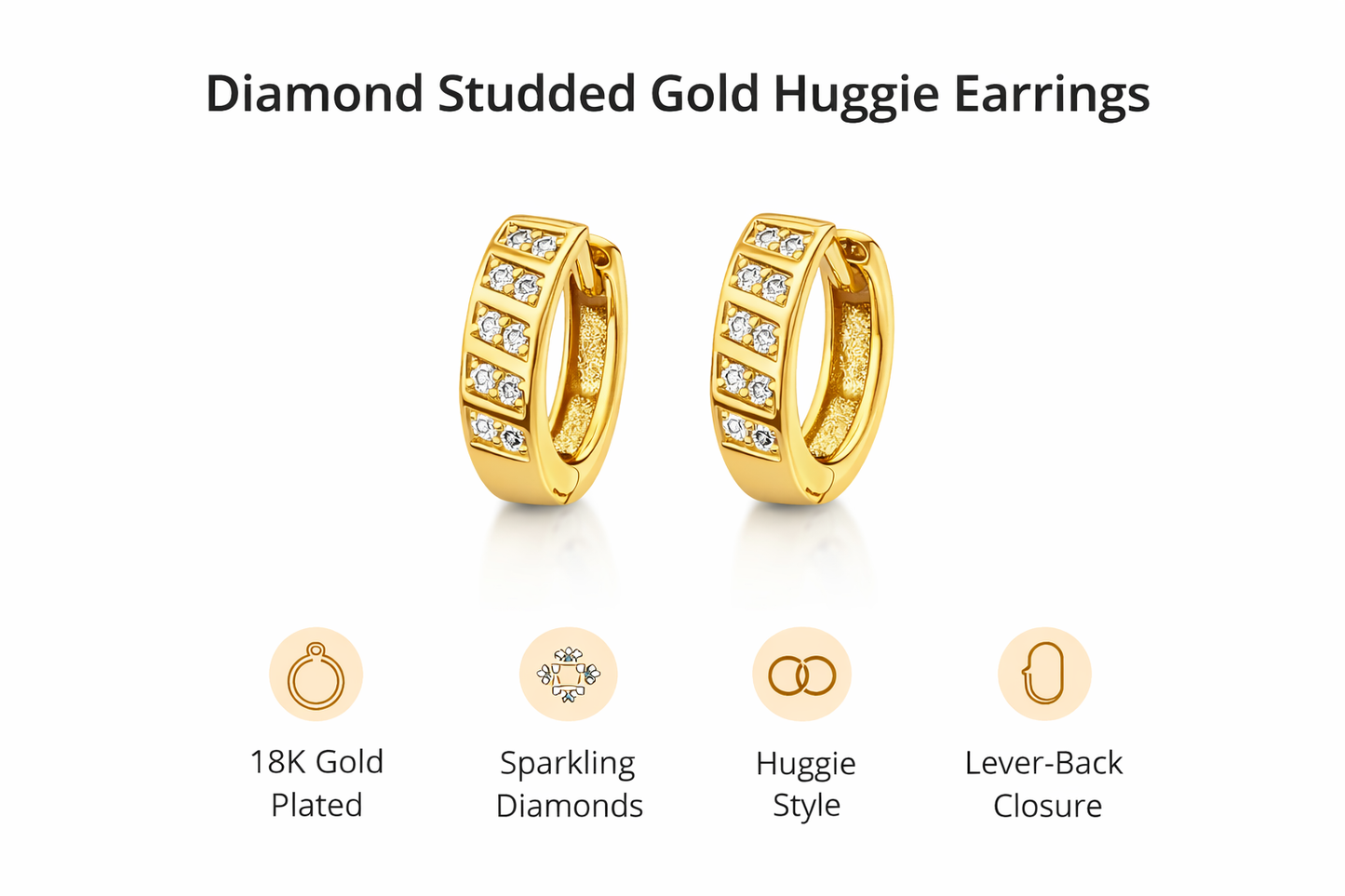 Gold-Plated Diamond Huggie Earrings (SF91144_2)