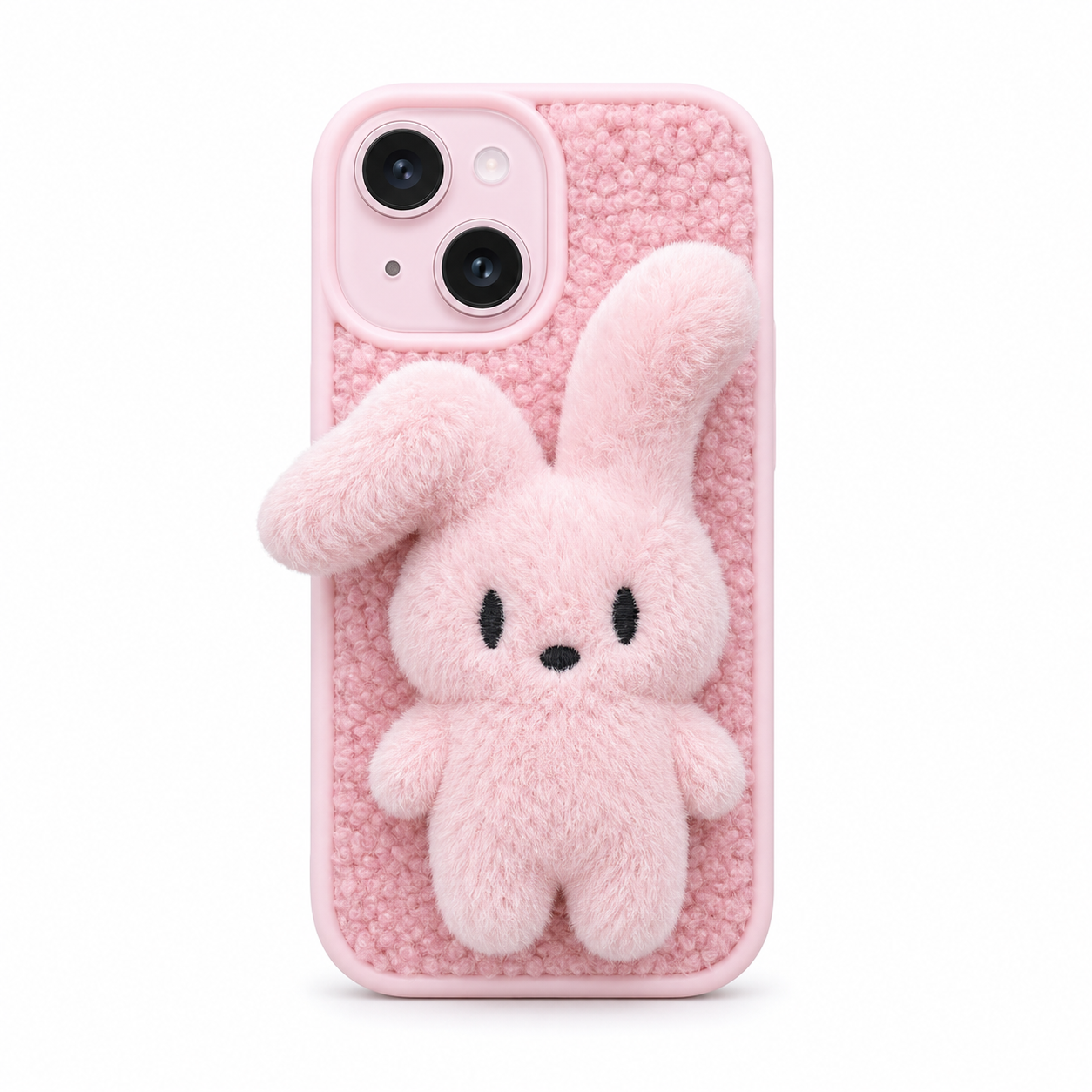 Plush Bunny Fur Texture Phone Case with Camera Protection (iphone 15)