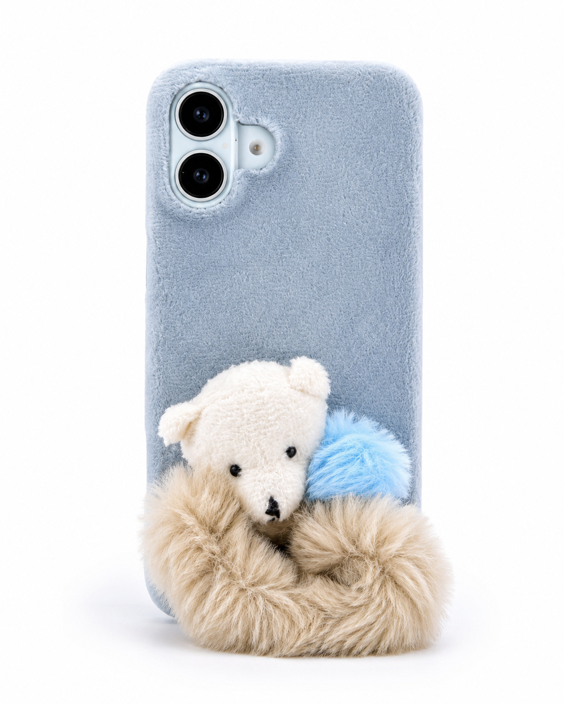 Cute Plush Dog Fur Texture Phone Case with Camera Protection (iphone 14)