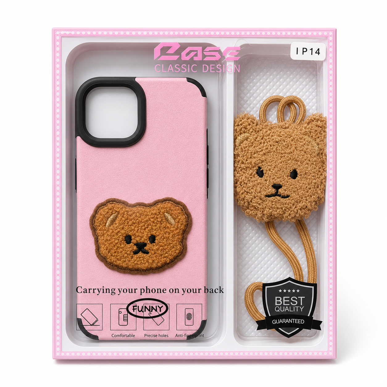 Teddy Bear Lanyard Phone Case with Camera Protection (iphone 16pro max)