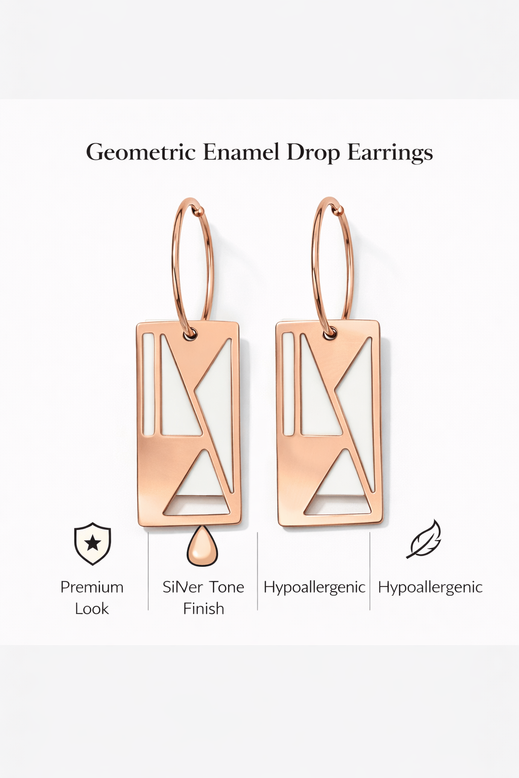 Geometric Enamel Drop Earrings (AK91420)