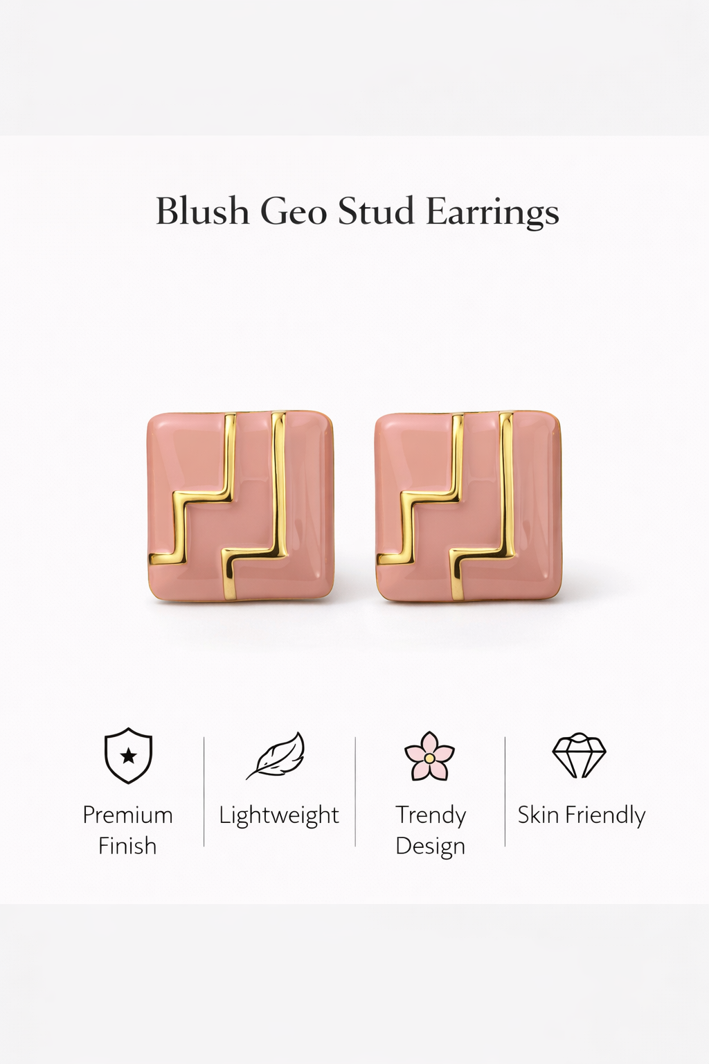 Geo Square Stud Earrings (AK91444)