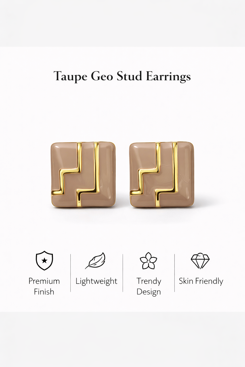 Geo Square Stud Earrings (AK91444)