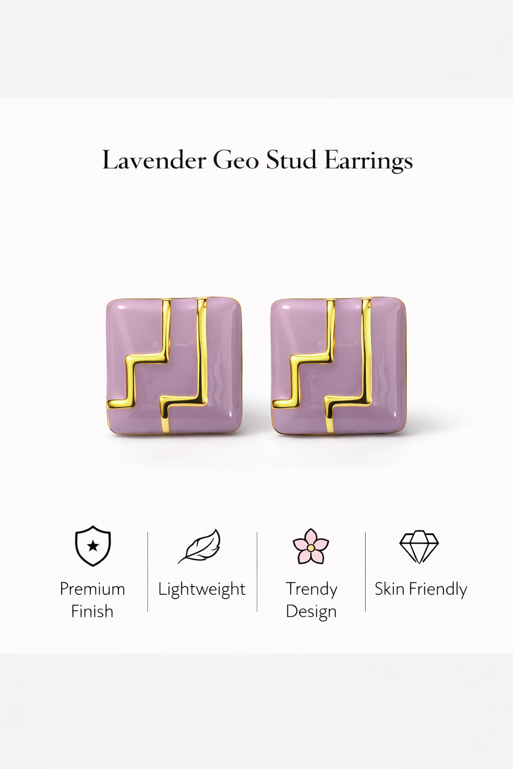Geo Square Stud Earrings (AK91444)