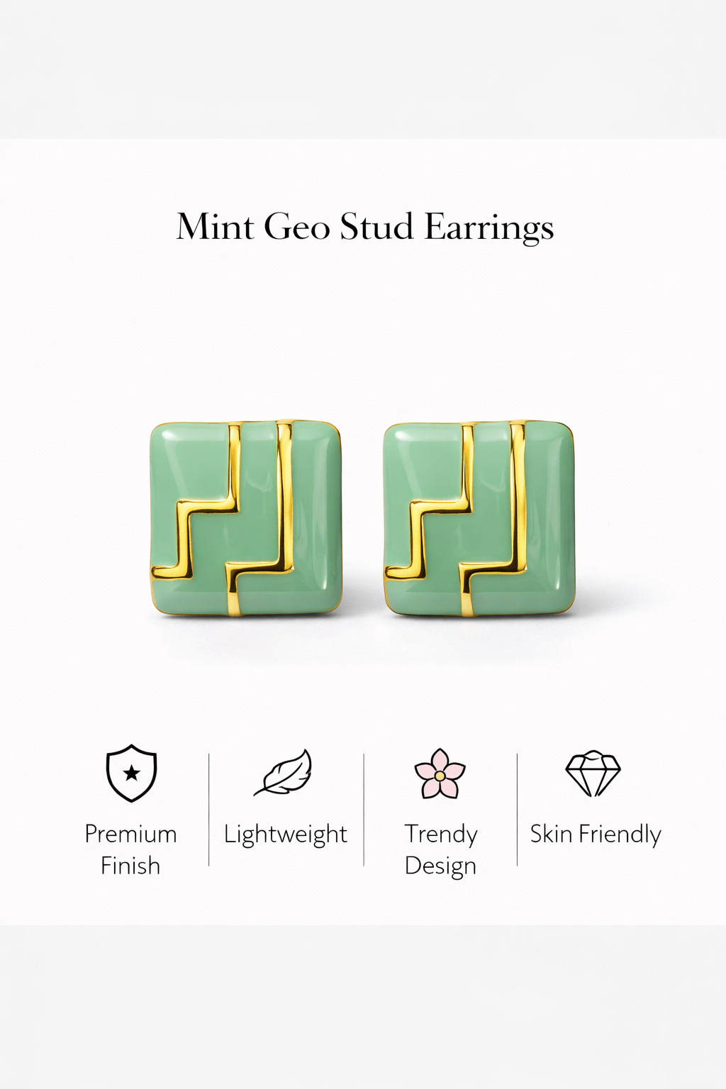 Geo Square Stud Earrings (AK91444)