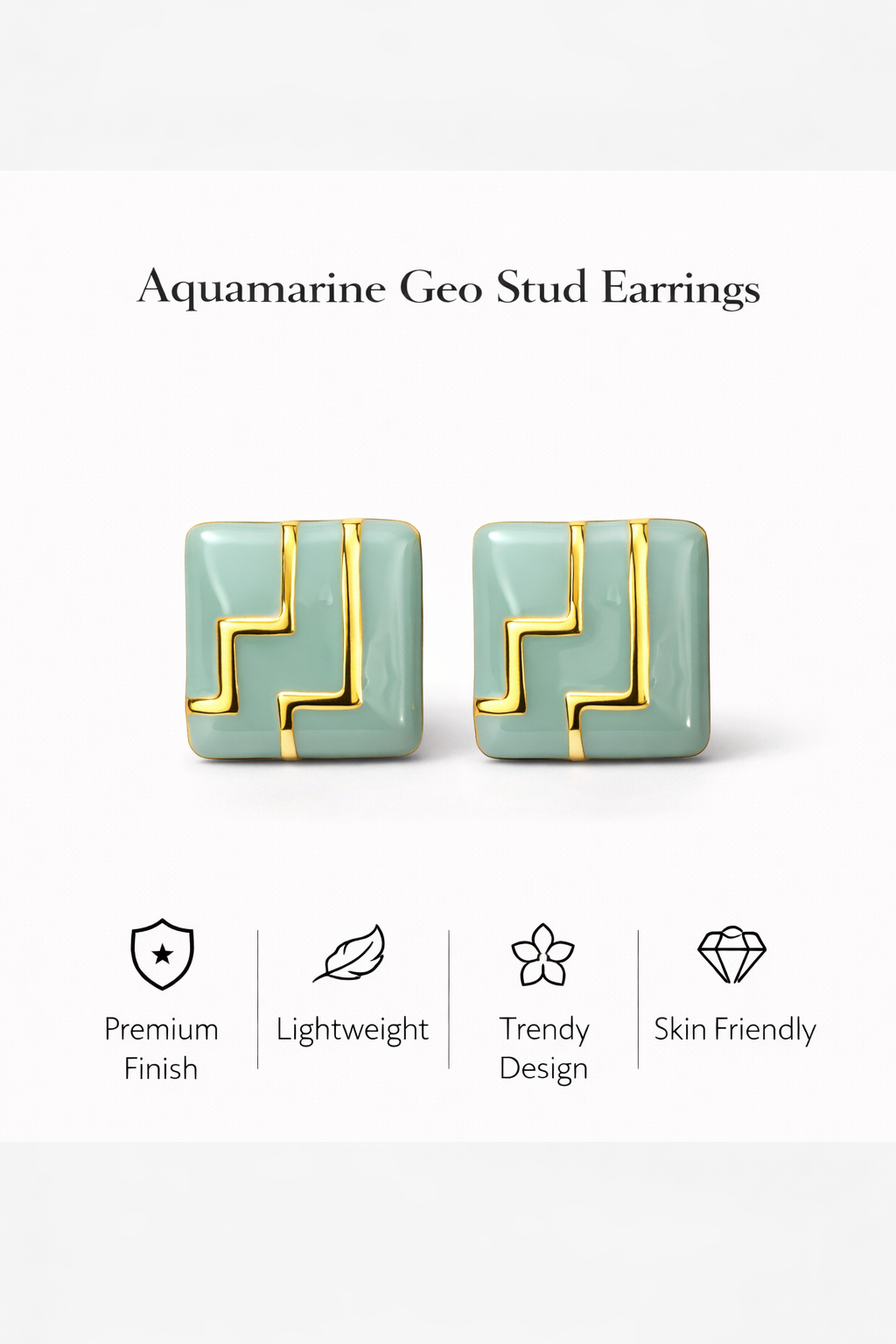 Geo Square Stud Earrings (AK91444)
