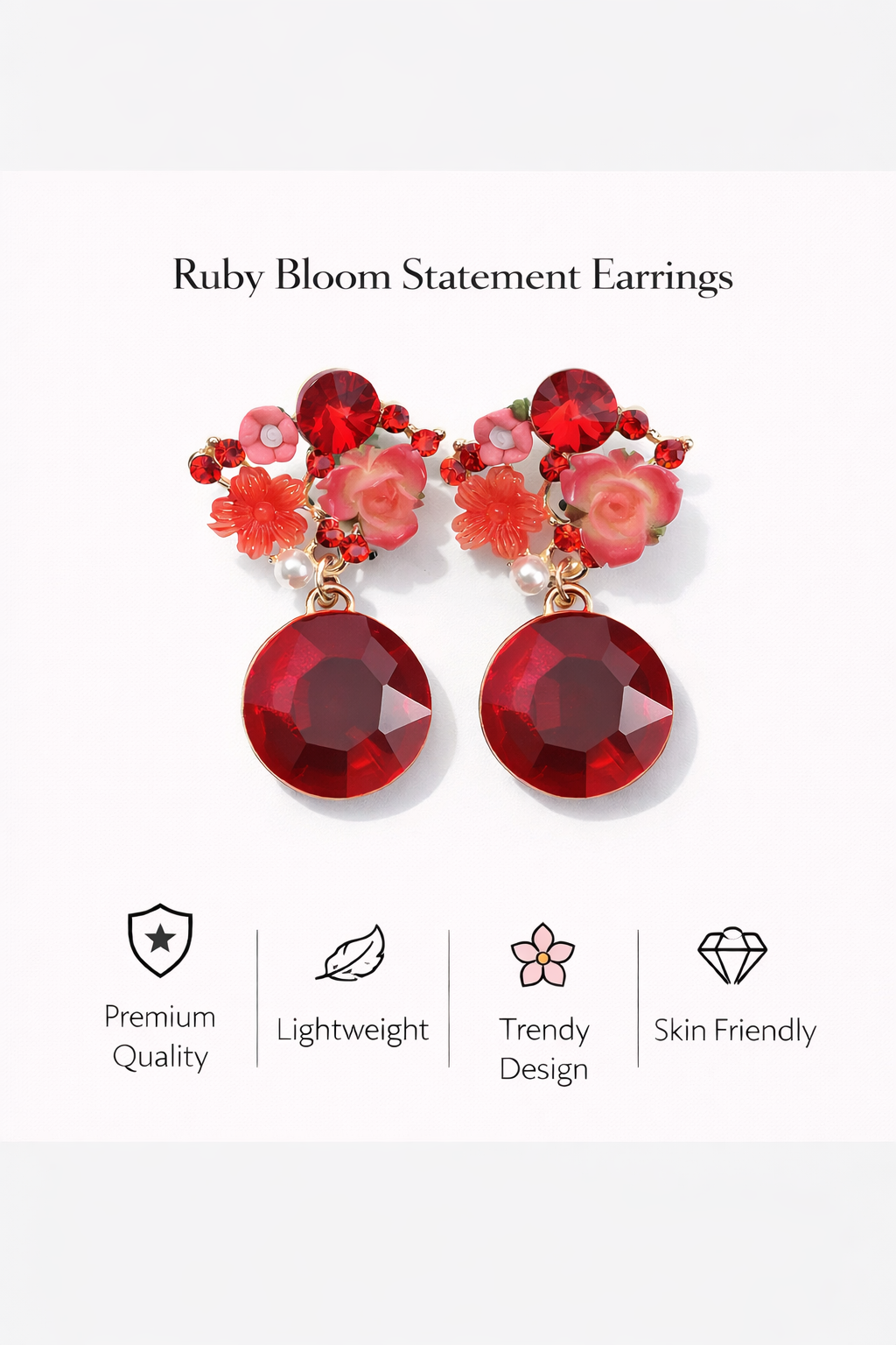 Floral Crystal Statement Earrings (PT911080)