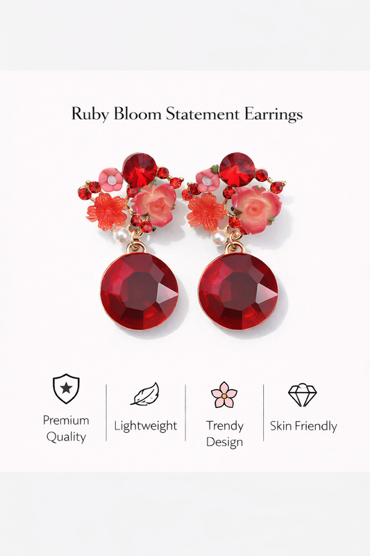 Floral Crystal Statement Earrings (PT911080)