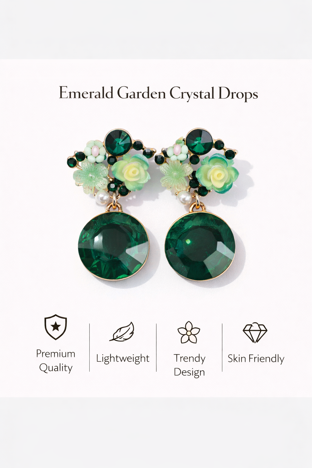 Floral Crystal Statement Earrings (PT911080)