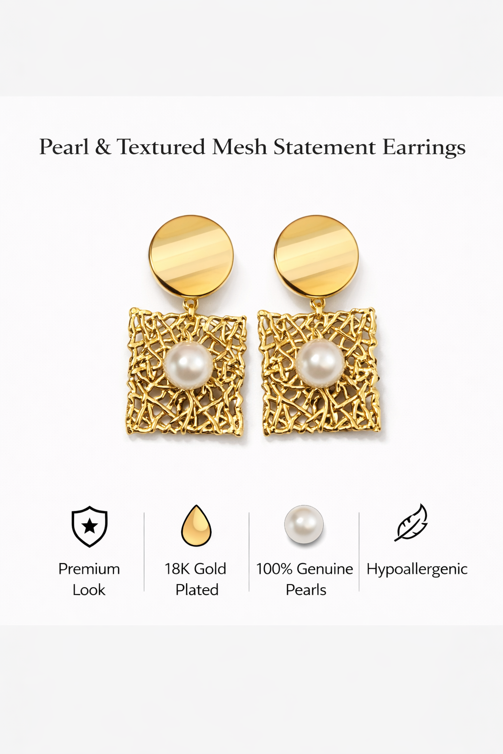 Pearl Mesh Statement Earrings (AK91420)