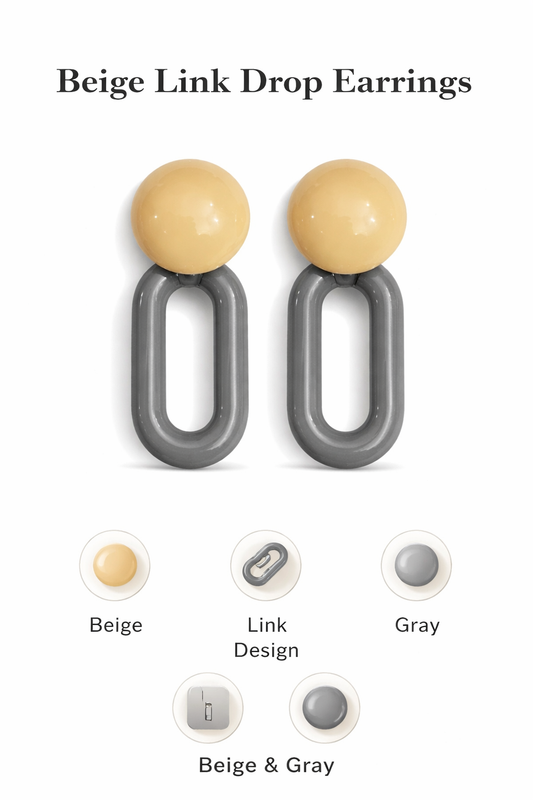 Color Block Link Drop Earrings (AK91540)