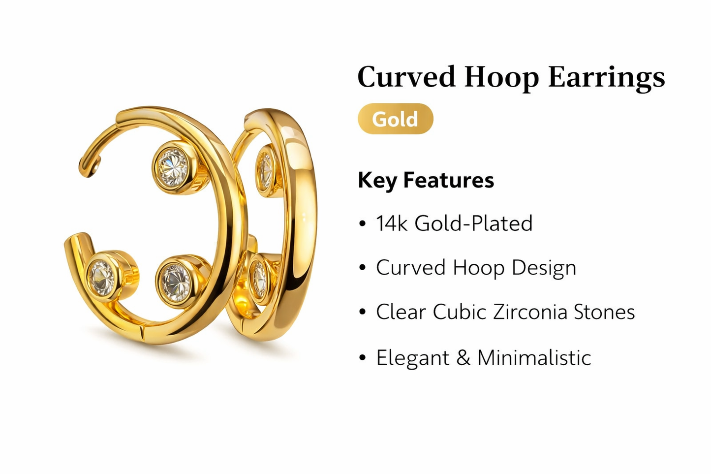Curved Crystal Hoop Earrings (SF91270)