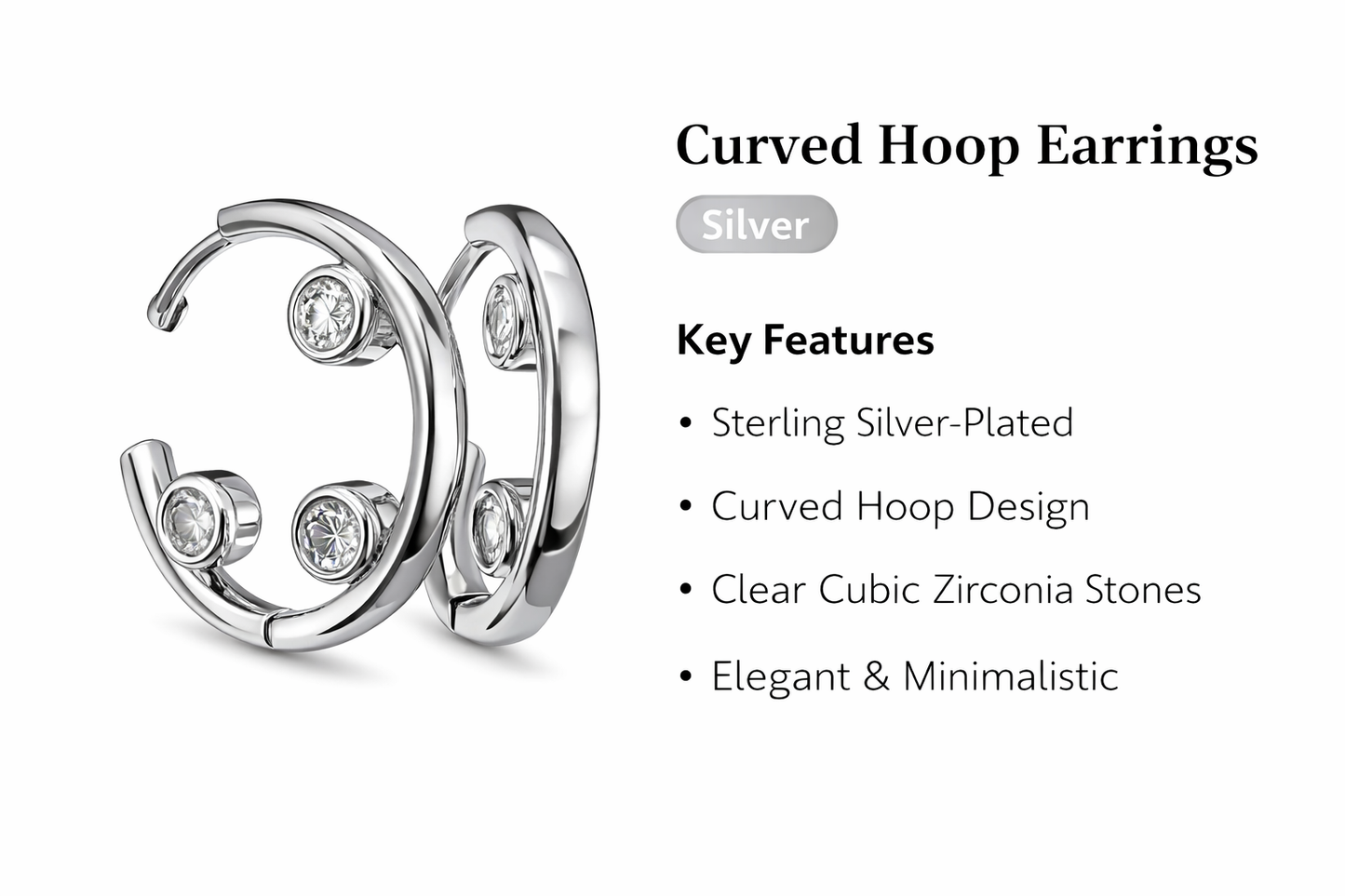 Curved Crystal Hoop Earrings (SF91270)