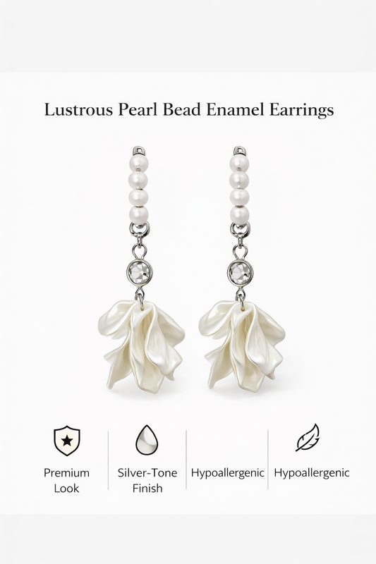 Pearl Bead Floral Drop Earrings (AK91540)