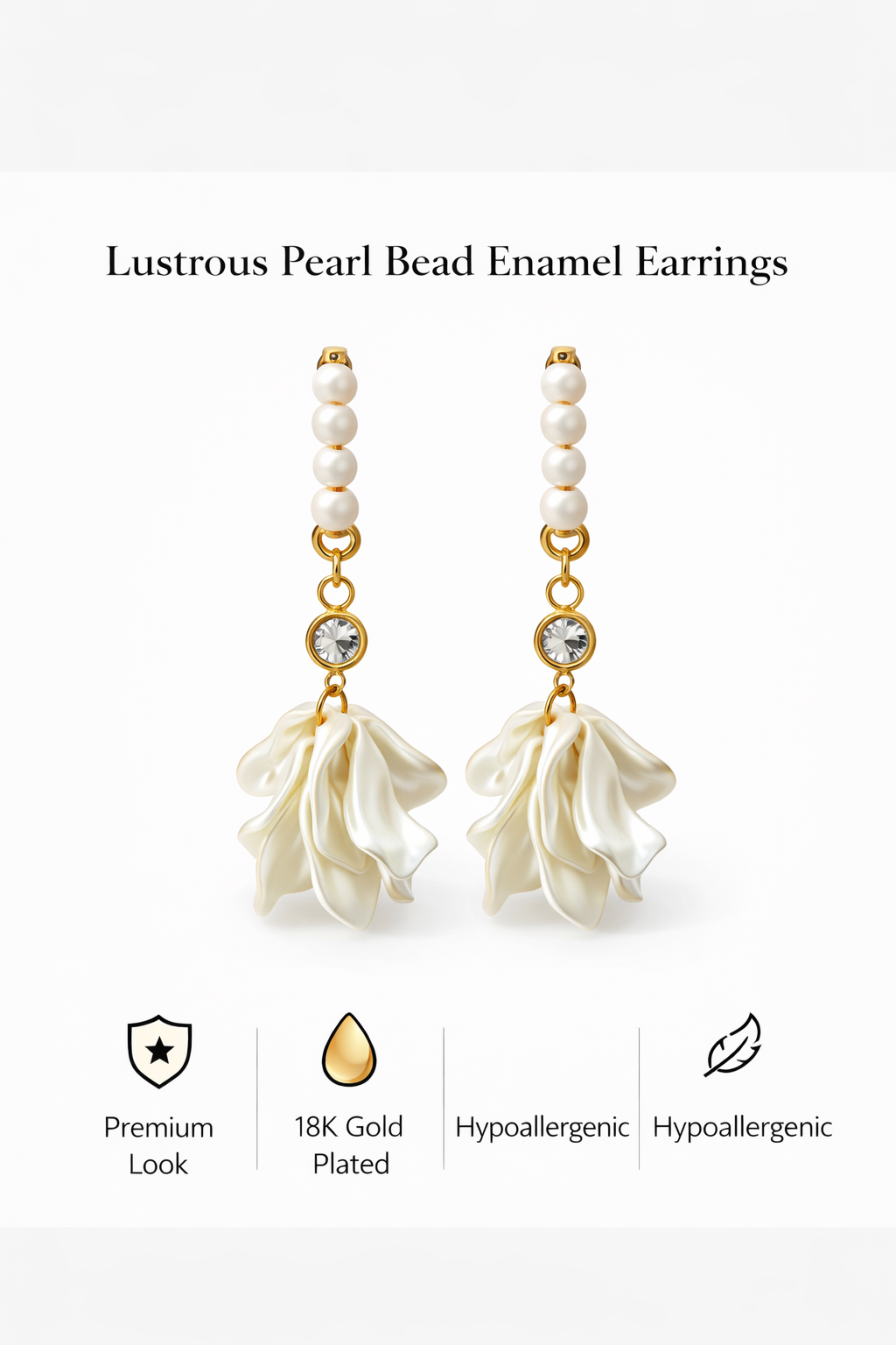 Pearl Bead Floral Drop Earrings (AK91540)