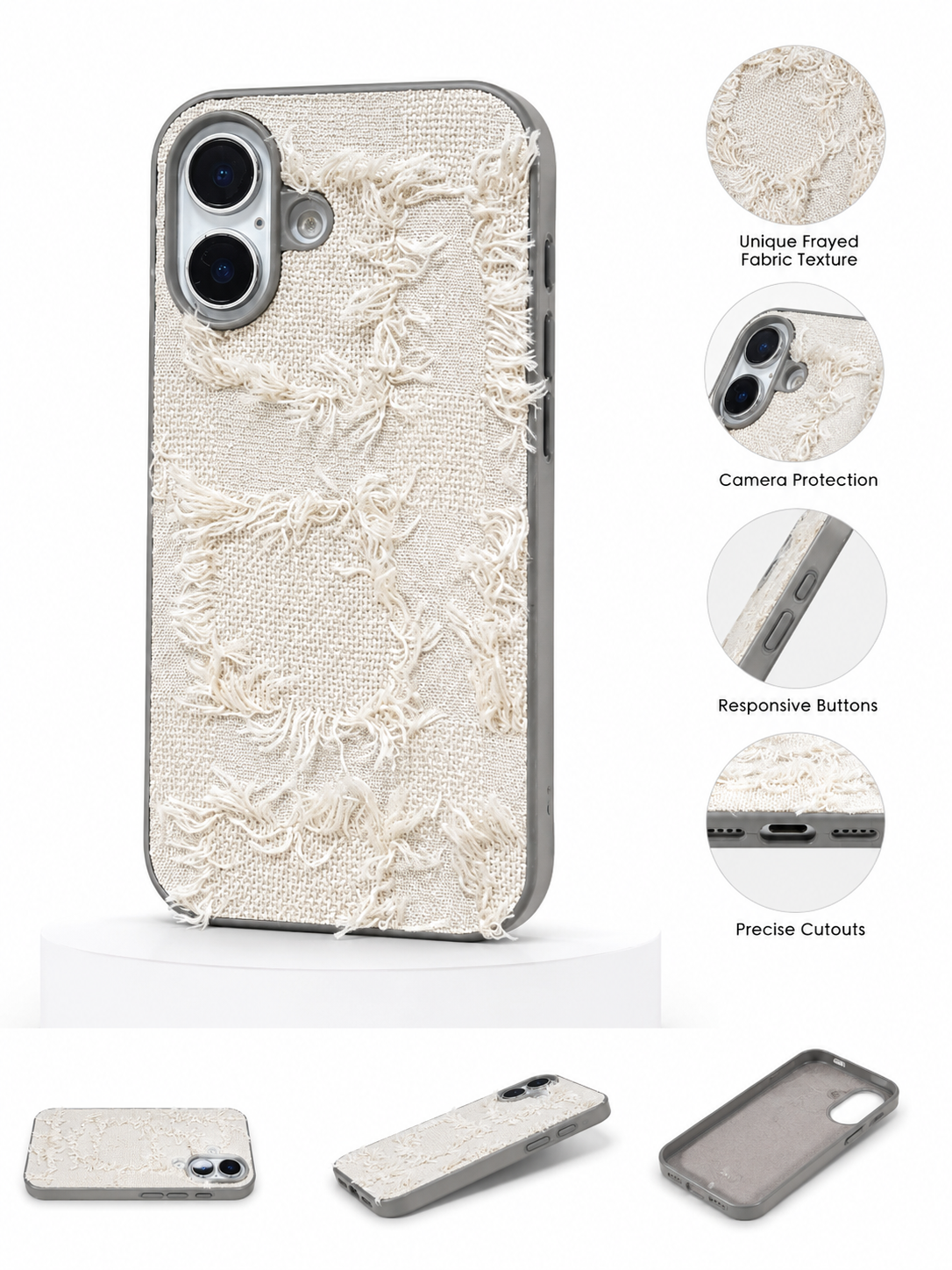 Premium Denim Fabric Texture Phone Case with Camera Protection (iphone 14pro)
